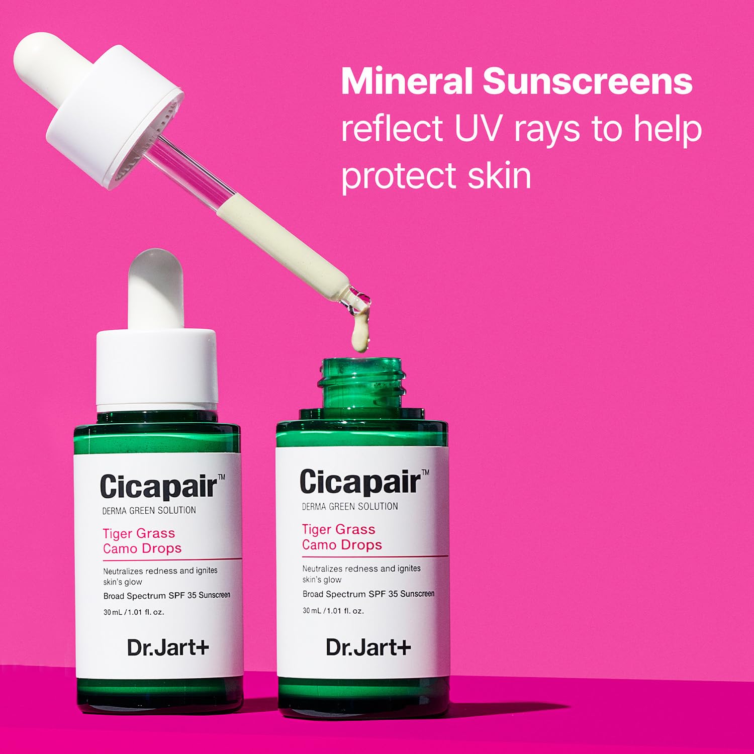 Dr.Jart+ Cicapair Tiger Grass Camo Drops Tinted Serum SPF 35 with Centella Asiatica | Skin Tint | Korean Skin Care Makeup Hybrid, 1.01 Fl Oz - dailyvitalstore