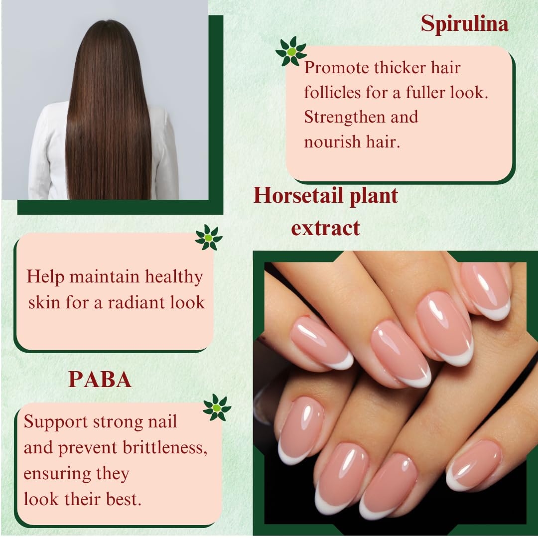 Dr's Nature & Nutrition Hair, Skin & Nail Plus Vitamin Supplement with Biotin 5000mcg, Bamboo Extract, Collagen Support - Extra Strength Beauty Supplement for Men and Women - 60 Capsules - dailyvitalstore