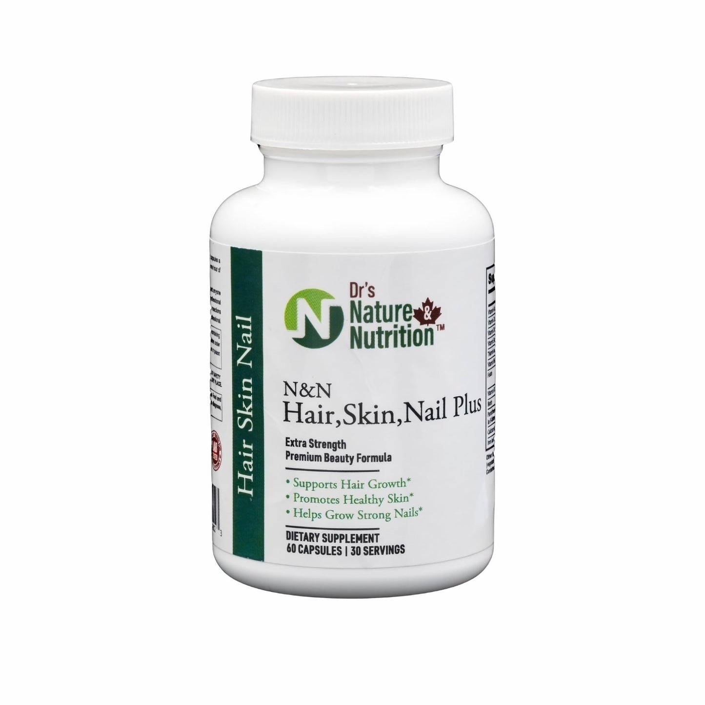 Dr's Nature & Nutrition Hair, Skin & Nail Plus Vitamin Supplement with Biotin 5000mcg, Bamboo Extract, Collagen Support - Extra Strength Beauty Supplement for Men and Women - 60 Capsules - dailyvitalstore
