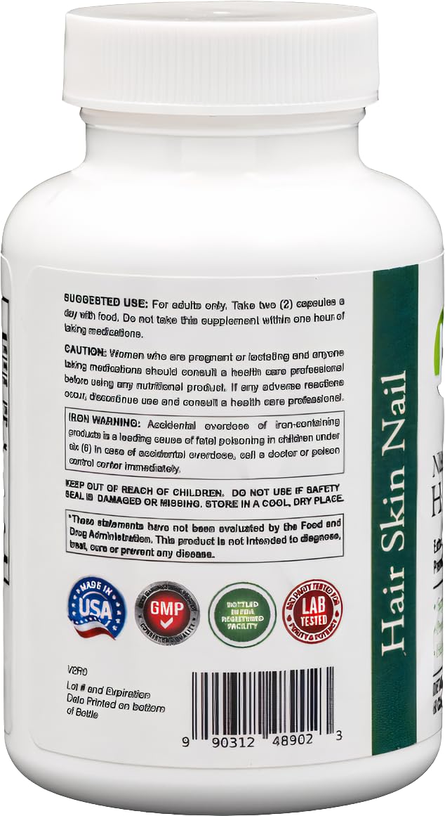 Dr's Nature & Nutrition Hair, Skin & Nail Plus Vitamin Supplement with Biotin 5000mcg, Bamboo Extract, Collagen Support - Extra Strength Beauty Supplement for Men and Women - 60 Capsules - dailyvitalstore