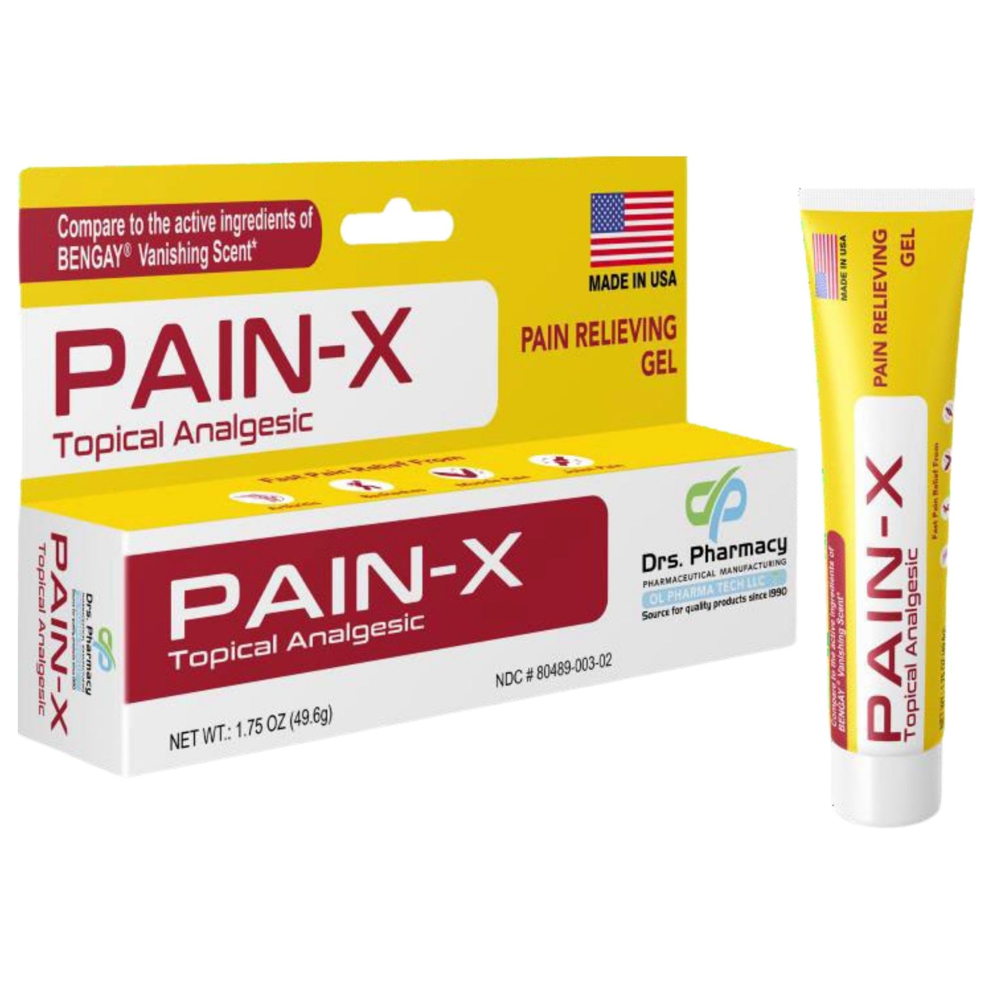 Drs. Pharmacy Pain-X Menthol Cream – Targeted Muscle & Joint Relief – 1.75 oz, Made in USA - dailyvitalstore