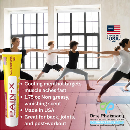 Drs. Pharmacy Pain-X Menthol Cream – Targeted Muscle & Joint Relief – 1.75 oz, Made in USA - dailyvitalstore