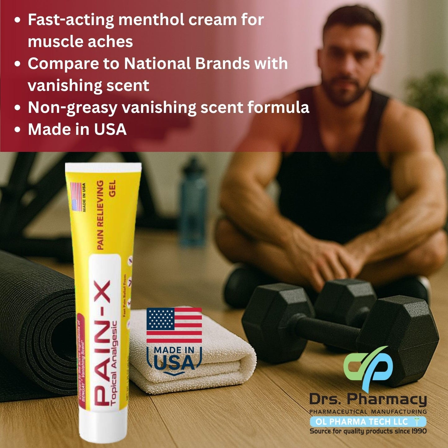 Drs. Pharmacy Pain-X Menthol Cream – Targeted Muscle & Joint Relief – 1.75 oz, Made in USA - dailyvitalstore