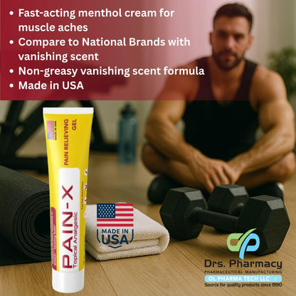 Drs. Pharmacy Pain-X Menthol Cream – Targeted Muscle & Joint Relief – 1.75 oz, Made in USA - dailyvitalstore
