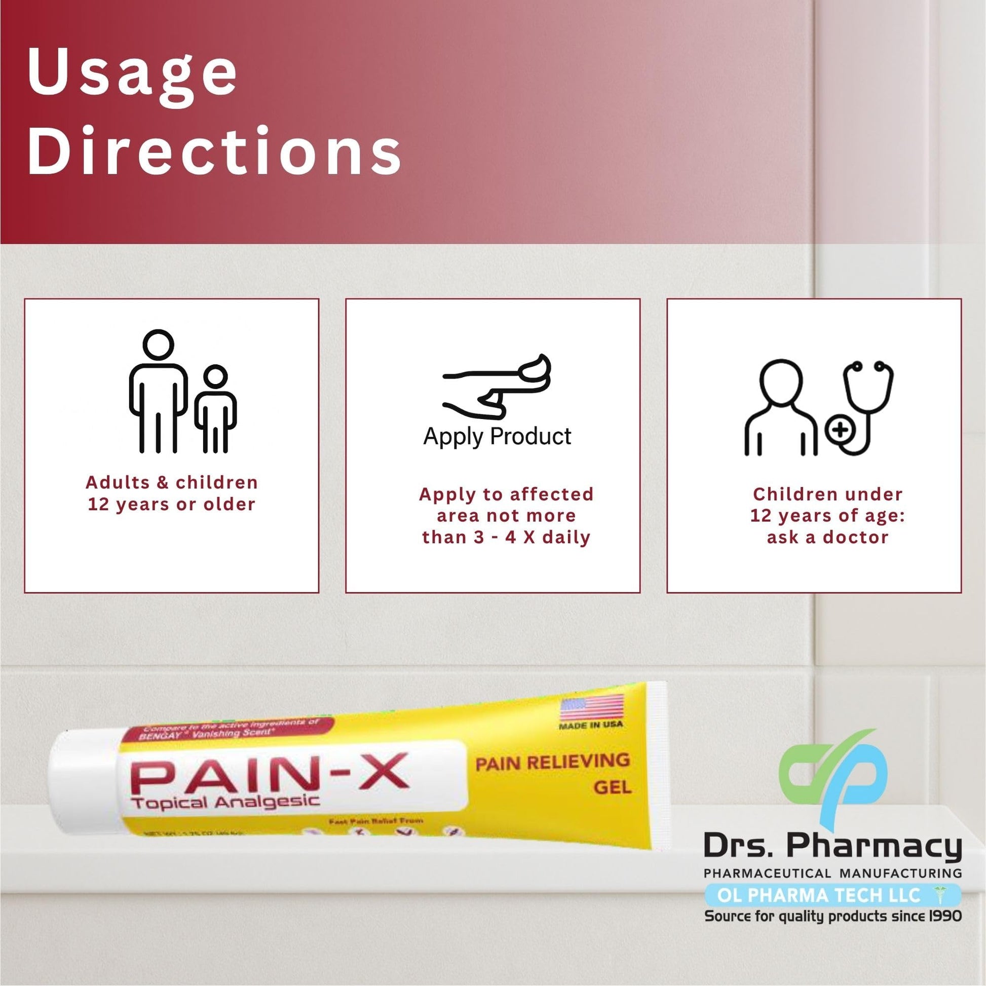 Drs. Pharmacy Pain-X Menthol Cream – Targeted Muscle & Joint Relief – 1.75 oz, Made in USA - dailyvitalstore