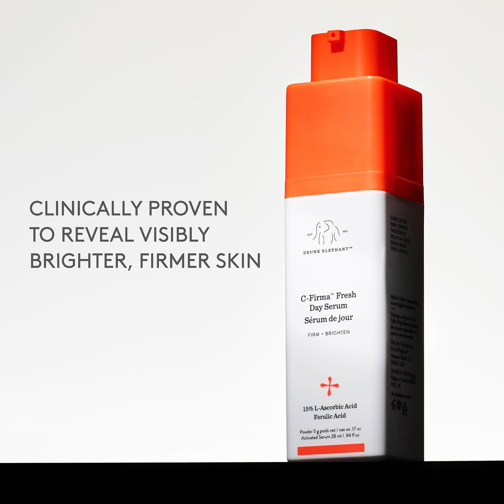 Drunk Elephant C-Firma Fresh Day Serum - 28 ml/.94 fl oz - 15% Illuminating Vitamin C - Clean Clinical Skincare - Cruelty-Free - Dermatologist-Tested - dailyvitalstore