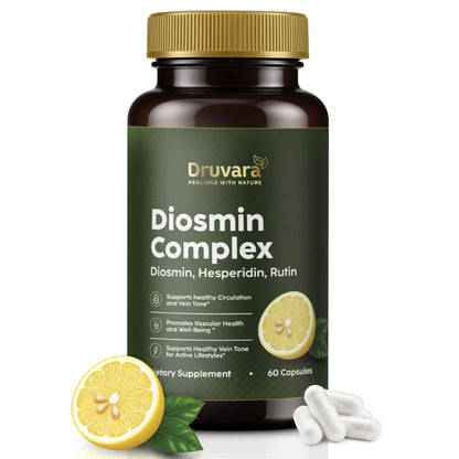 Druvara Diosmin Hesperidin with Rutin & B Vitamins | Vein Support Supplement for Leg Comfort, Healthy Circulation, Vein Strength & Improved Mobility - 60 Capsules - dailyvitalstore