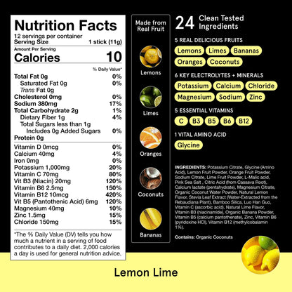 DryWater Electrolyte Powder Packets, Lemon Lime - Hydration Packets Drink Mix with Zero Added Sugar for Rehydration & Energy - 6 Key Electrolytes - dailyvitalstore