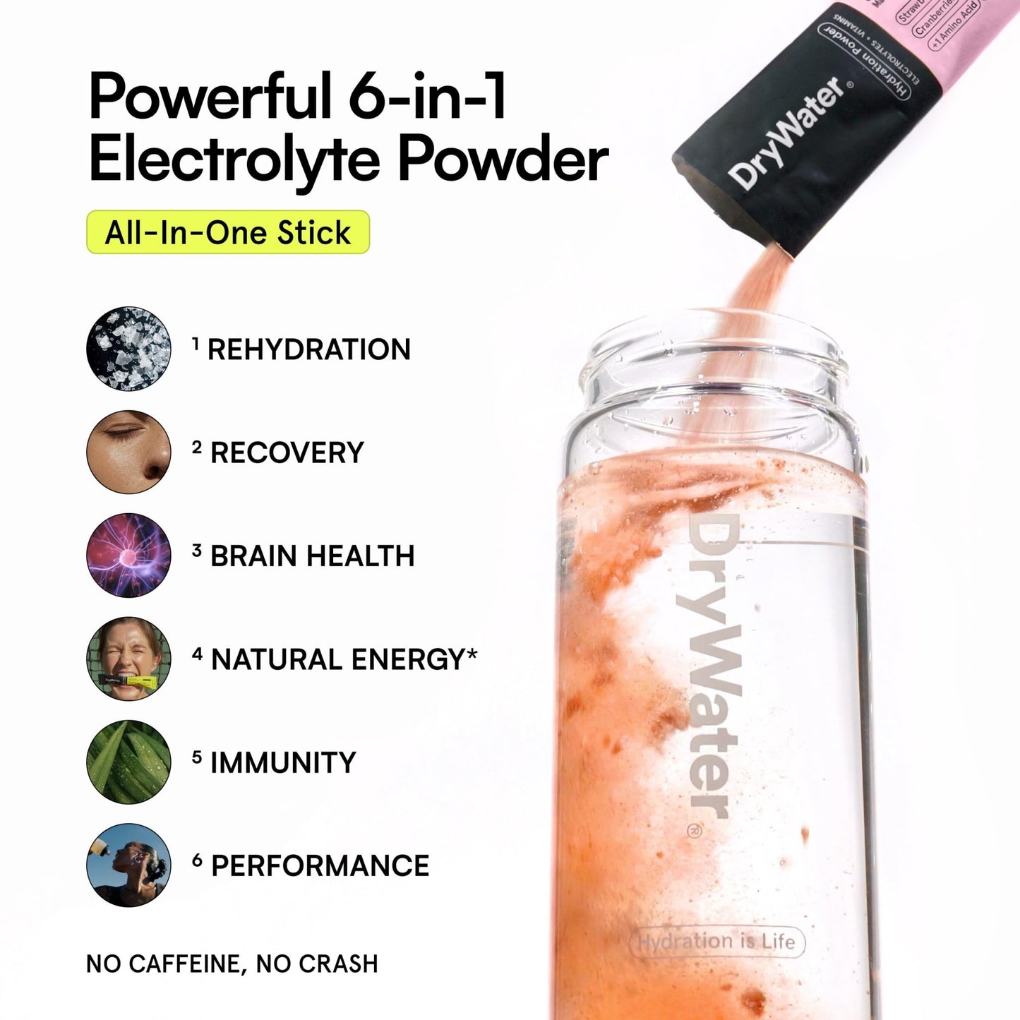 DryWater® Electrolyte + Vitamin Hydration Powder Packets – Mixed Berry, 1,000mg Potassium, Real Organic Fruit, NSF Certified for Sport, - dailyvitalstore