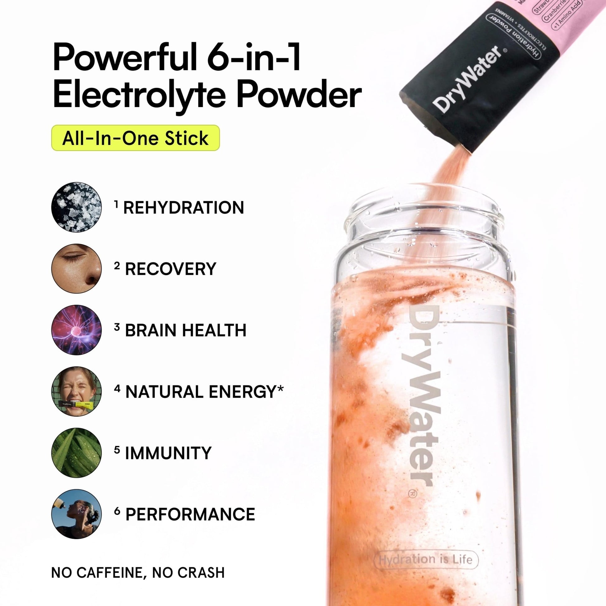 DryWater® Electrolyte + Vitamin Hydration Powder Packets – Mixed Berry, 1,000mg Potassium, Real Organic Fruit, NSF Certified for Sport, - dailyvitalstore