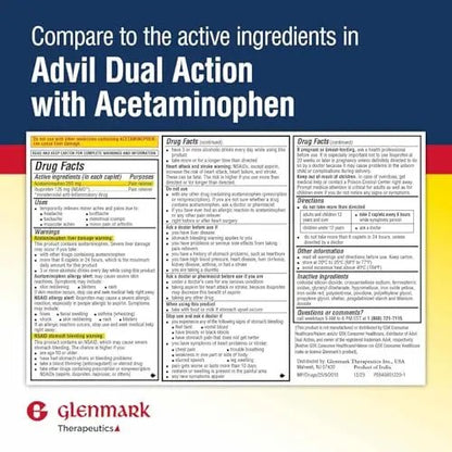 Dual Action Acetaminophen 250mg and Ibuprofen 125mg Caplets, Up to 8h of Pain Relief for Minor Aches and Pain, Headaches, Toothache, Backache, Menstrual Cramps, Minor Arthritis Pain, 216 Count - dailyvitalstore