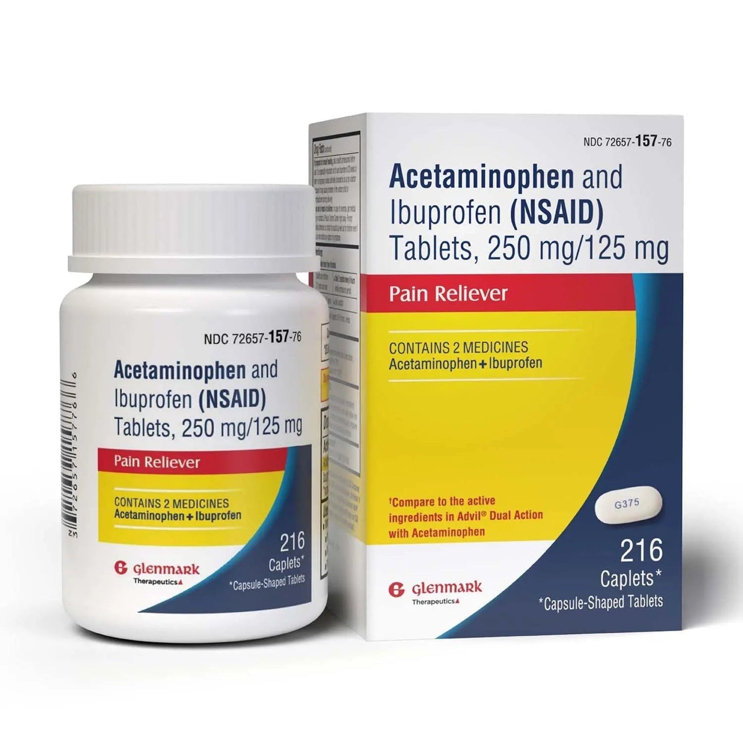 Dual Action Acetaminophen 250mg and Ibuprofen 125mg Caplets, Up to 8h of Pain Relief for Minor Aches and Pain, Headaches, Toothache, Backache, Menstrual Cramps, Minor Arthritis Pain, 216 Count - dailyvitalstore