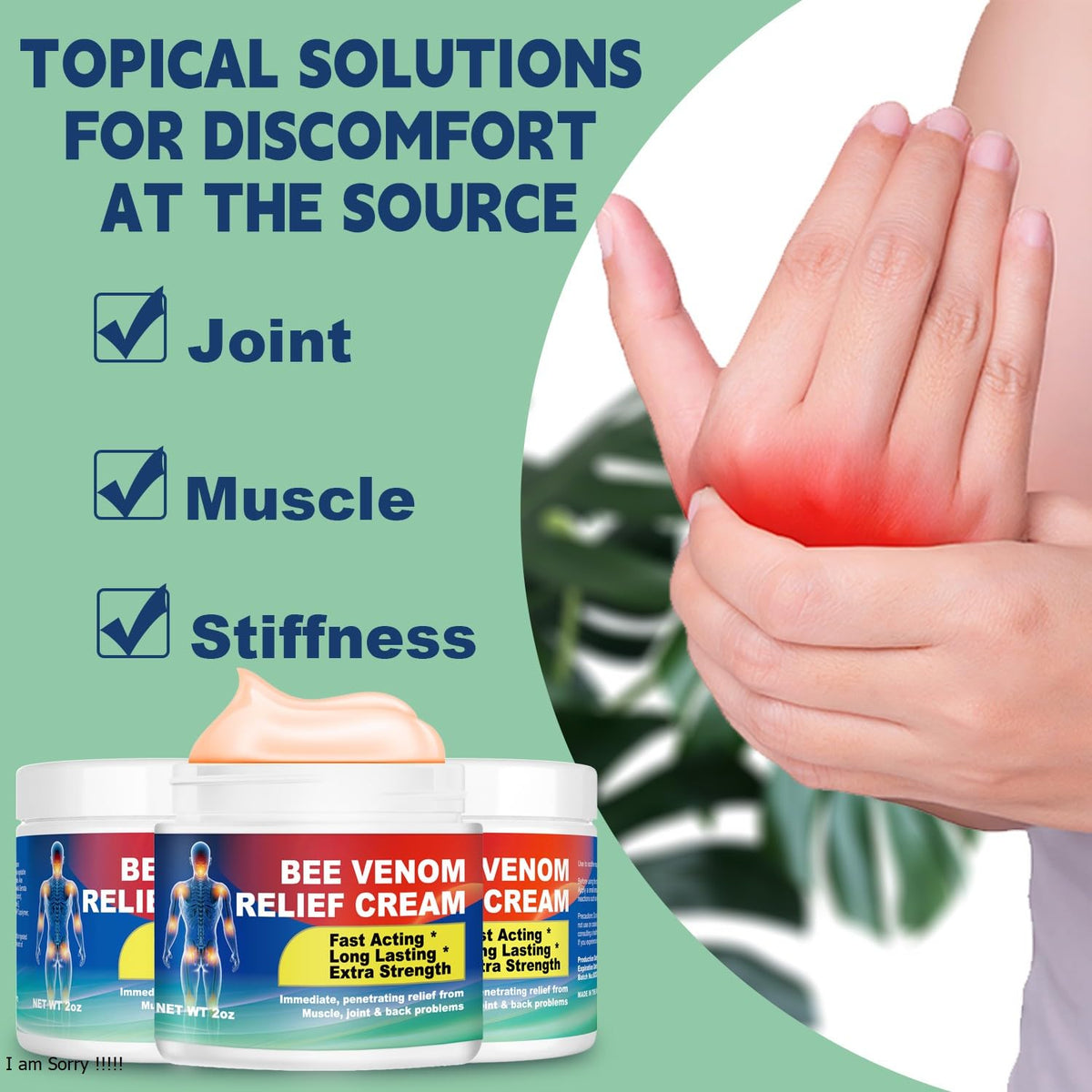 DUBOONAIO Bee Venom Joint Muscle Bone Cream, High Strength Fast Acting, Help for Back, Neck, Hand, Feet, Knee, Muscle, Shoulder, Wrist, Elbow, Hip, Nerve, Ankle, Foot Discomfort - dailyvitalstore