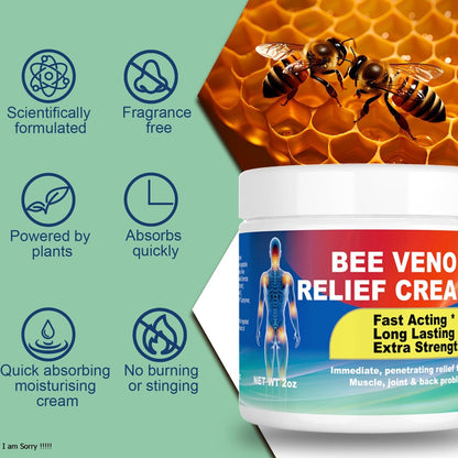 DUBOONAIO Bee Venom Joint Muscle Bone Cream, High Strength Fast Acting, Help for Back, Neck, Hand, Feet, Knee, Muscle, Shoulder, Wrist, Elbow, Hip, Nerve, Ankle, Foot Discomfort - dailyvitalstore