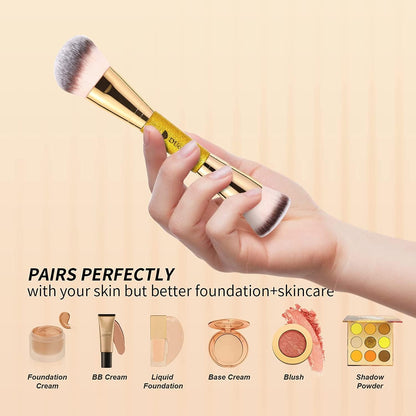 DUcare Dual End Foundation Contour Bronzer Brush, Gold Glitter Handle Double Ended Professional Face Makeup Tool for Liquid Cream Powder - dailyvitalstore