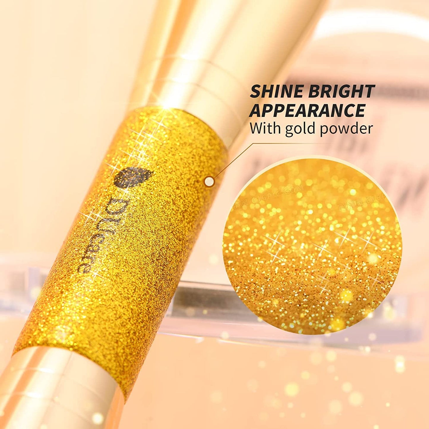 DUcare Dual End Foundation Contour Bronzer Brush, Gold Glitter Handle Double Ended Professional Face Makeup Tool for Liquid Cream Powder - dailyvitalstore