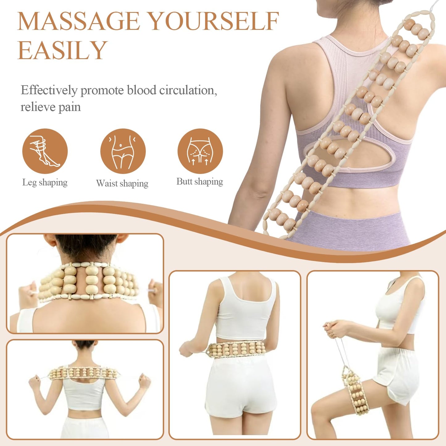 Dukucr 3Pcs Wood Therapy Massage Tools Lymphatic Drainage Massager Wooden Massager Body Sculpting Tools for Maderoterapia,Anti-Cellulite,Pain Relief(3-in-1 Massager) - dailyvitalstore