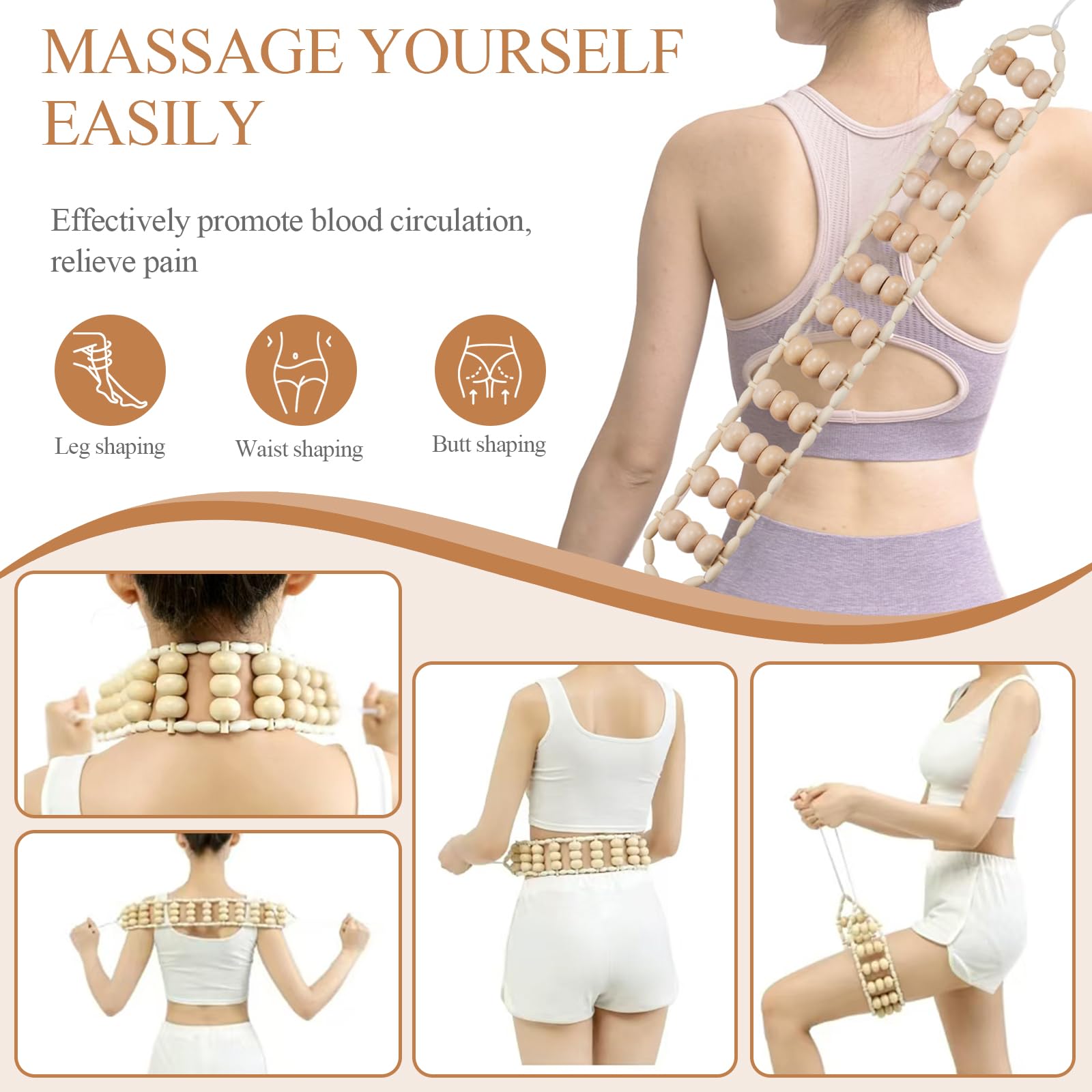 Dukucr 3Pcs Wood Therapy Massage Tools Lymphatic Drainage Massager Wooden Massager Body Sculpting Tools for Maderoterapia,Anti-Cellulite,Pain Relief(3-in-1 Massager) - dailyvitalstore