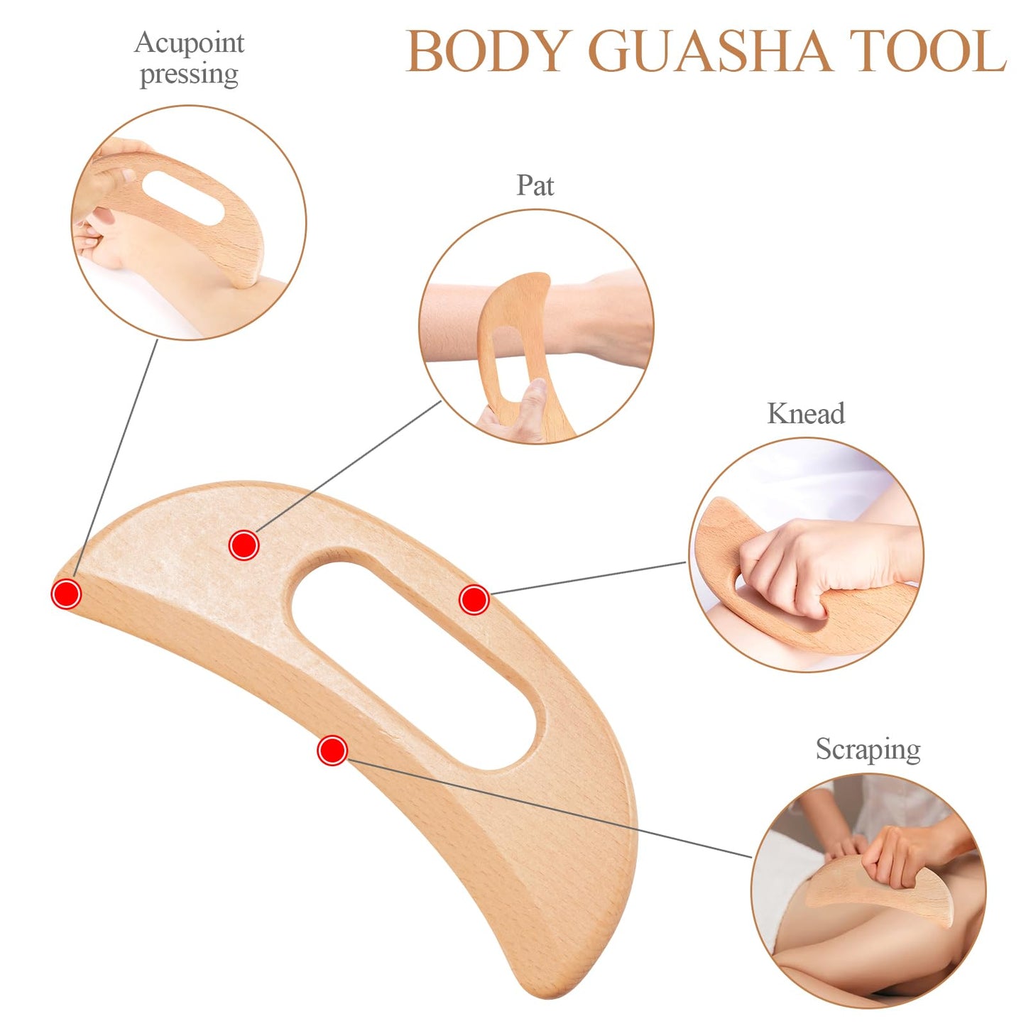Dukucr 3Pcs Wood Therapy Massage Tools Lymphatic Drainage Massager Wooden Massager Body Sculpting Tools for Maderoterapia,Anti-Cellulite,Pain Relief(3-in-1 Massager) - dailyvitalstore