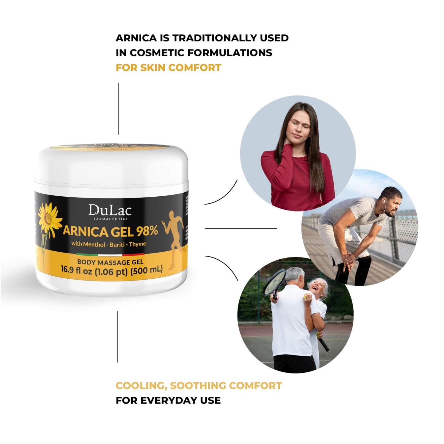 Dulac Arnica Body Massage Gel – Water-Based Cosmetic Massage Gel with Arnica Montana, Fast-Absorbing Lightweight Texture, Non-Greasy Feel, Dermatologically Tested, 16.9 fl oz - dailyvitalstore