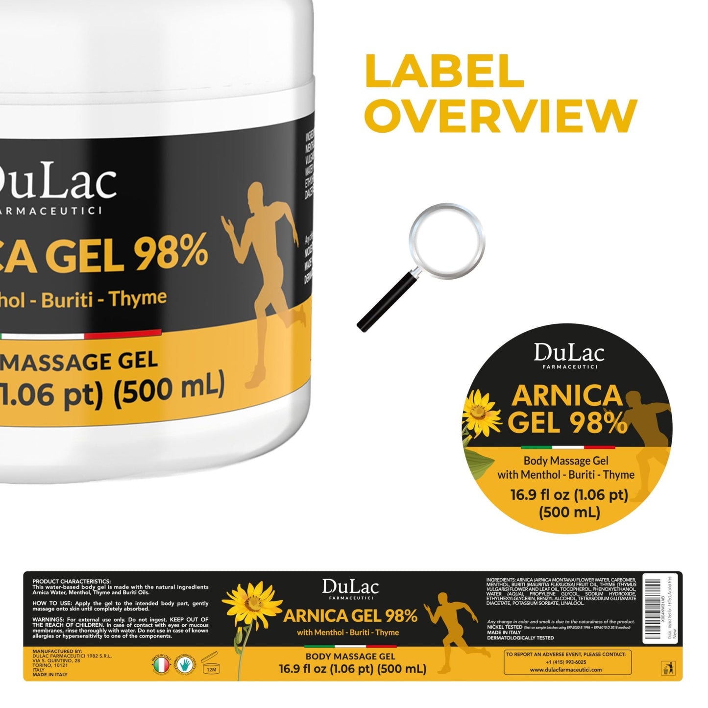 Dulac Arnica Body Massage Gel – Water-Based Cosmetic Massage Gel with Arnica Montana, Fast-Absorbing Lightweight Texture, Non-Greasy Feel, Dermatologically Tested, 16.9 fl oz - dailyvitalstore