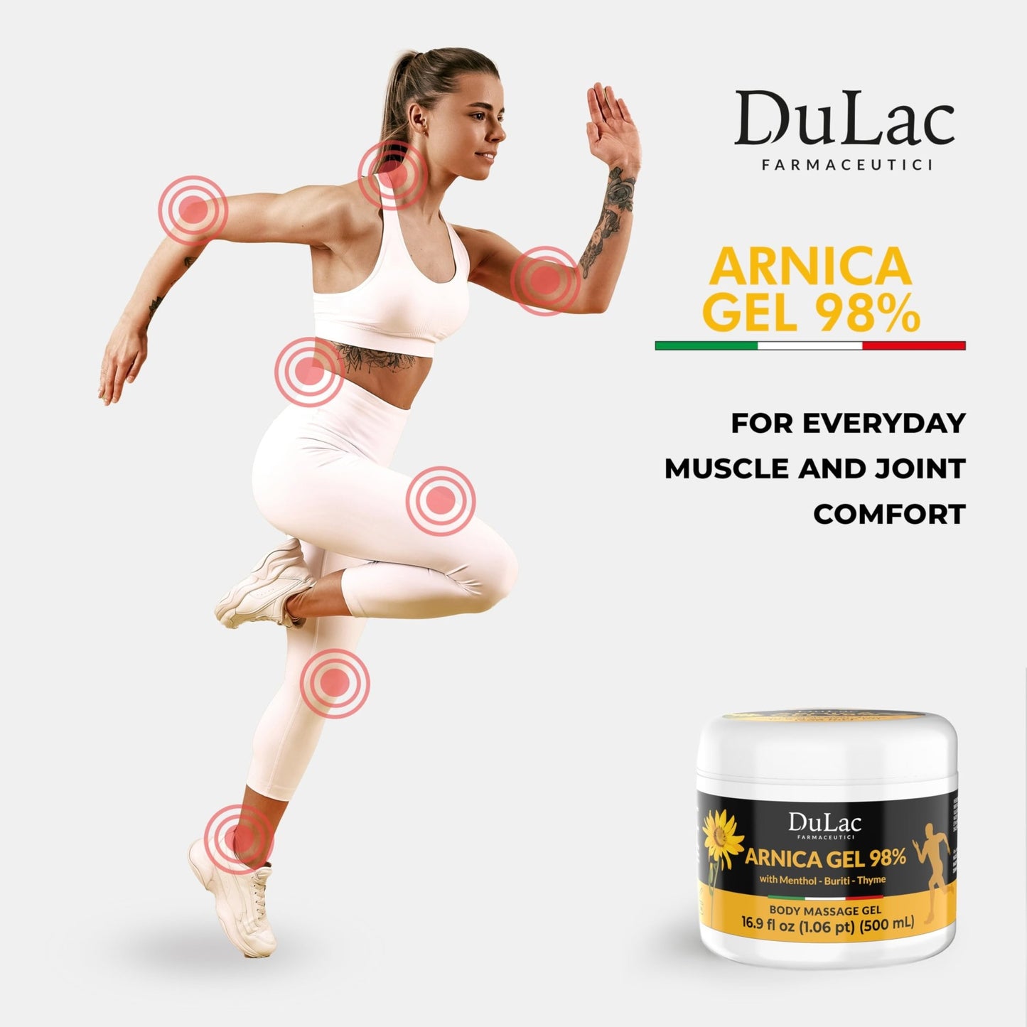 Dulac Arnica Body Massage Gel – Water-Based Cosmetic Massage Gel with Arnica Montana, Fast-Absorbing Lightweight Texture, Non-Greasy Feel, Dermatologically Tested, 16.9 fl oz - dailyvitalstore
