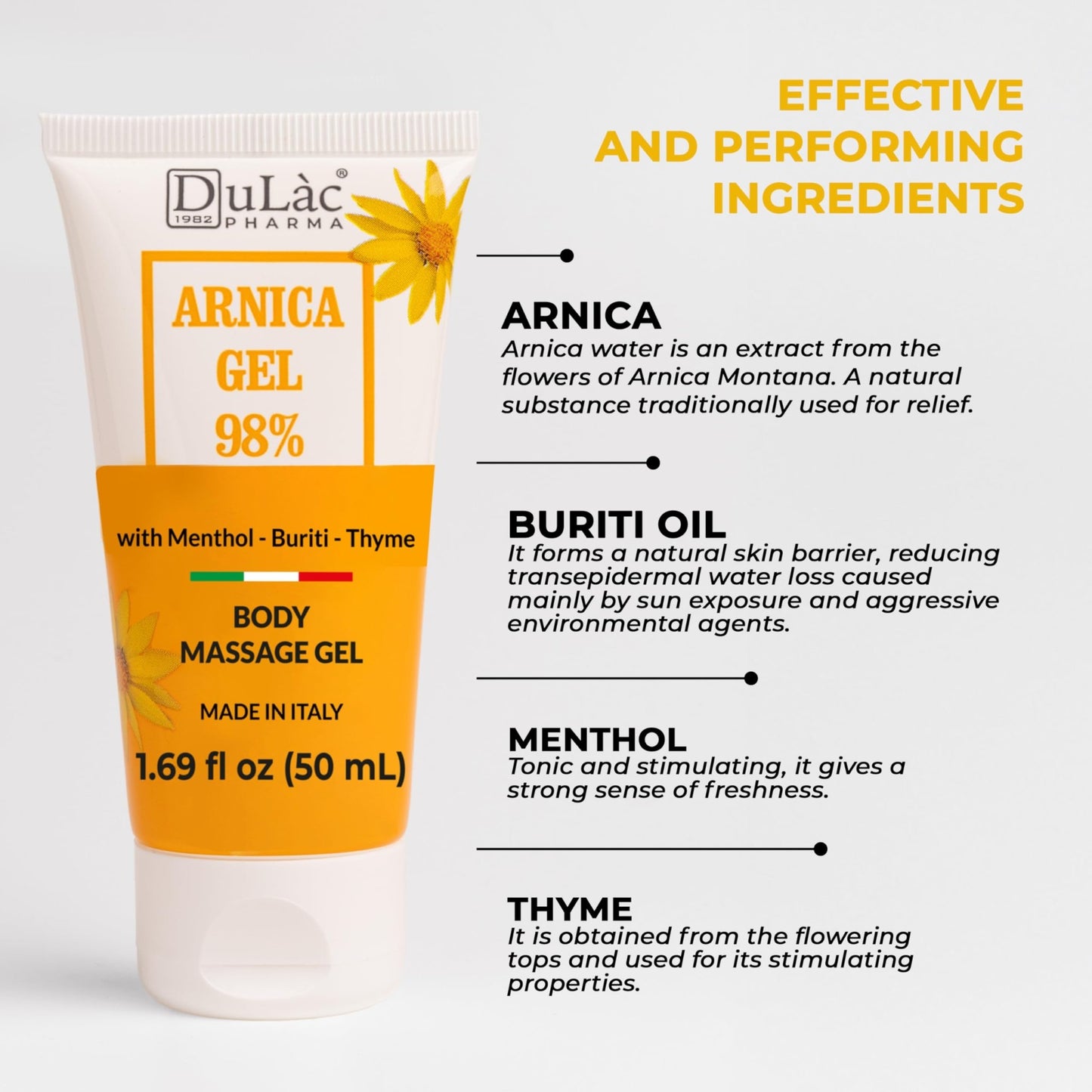 Dulac Arnica Body Massage Gel – Water-Based Cosmetic Massage Gel with Arnica Montana, Fast-Absorbing Lightweight Texture, Non-Greasy Feel, Dermatologically Tested, 1.7 Fl Oz - dailyvitalstore