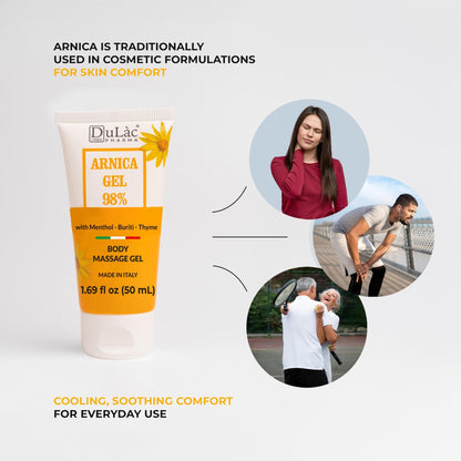 Dulac Arnica Body Massage Gel – Water-Based Cosmetic Massage Gel with Arnica Montana, Fast-Absorbing Lightweight Texture, Non-Greasy Feel, Dermatologically Tested, 1.7 Fl Oz - dailyvitalstore