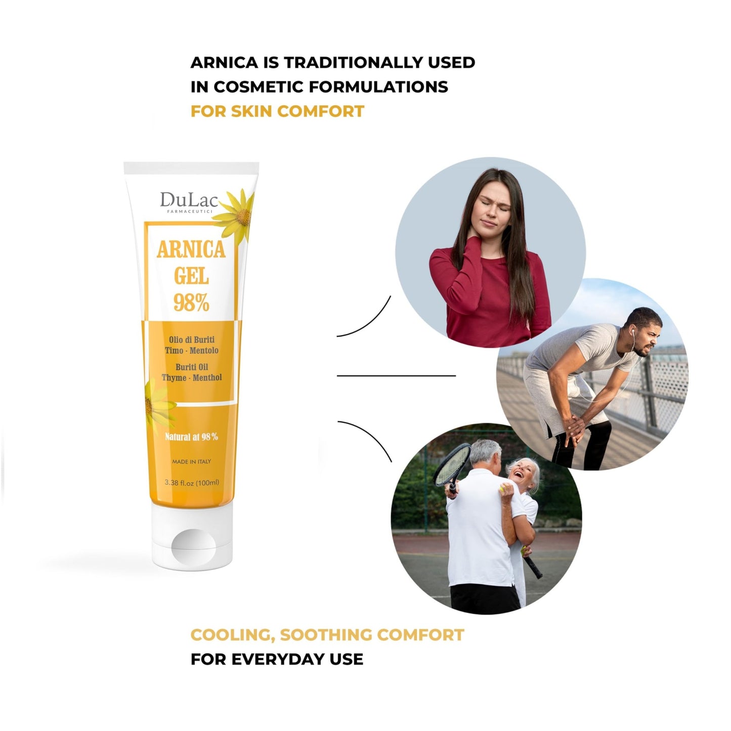 Dulac Arnica Body Massage Gel – Water-Based Cosmetic Massage Gel with Arnica Montana, Fast-Absorbing Lightweight Texture, Non-Greasy Feel, Dermatologically Tested, 3.38 Fl Oz - dailyvitalstore