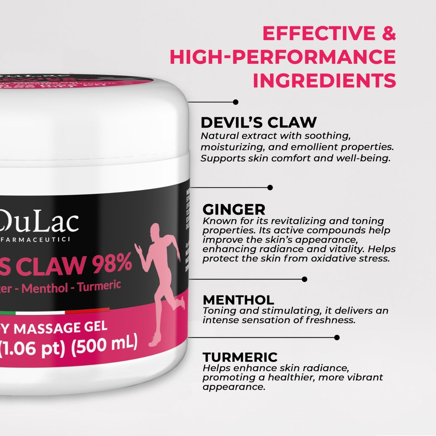 Dulac - Devil's Claw 98% Cream Maximum Strength 16.9 Fl Oz, Natural Joint and Muscle Comfort Cream, Enriched with Menthol for Cool Effect - dailyvitalstore