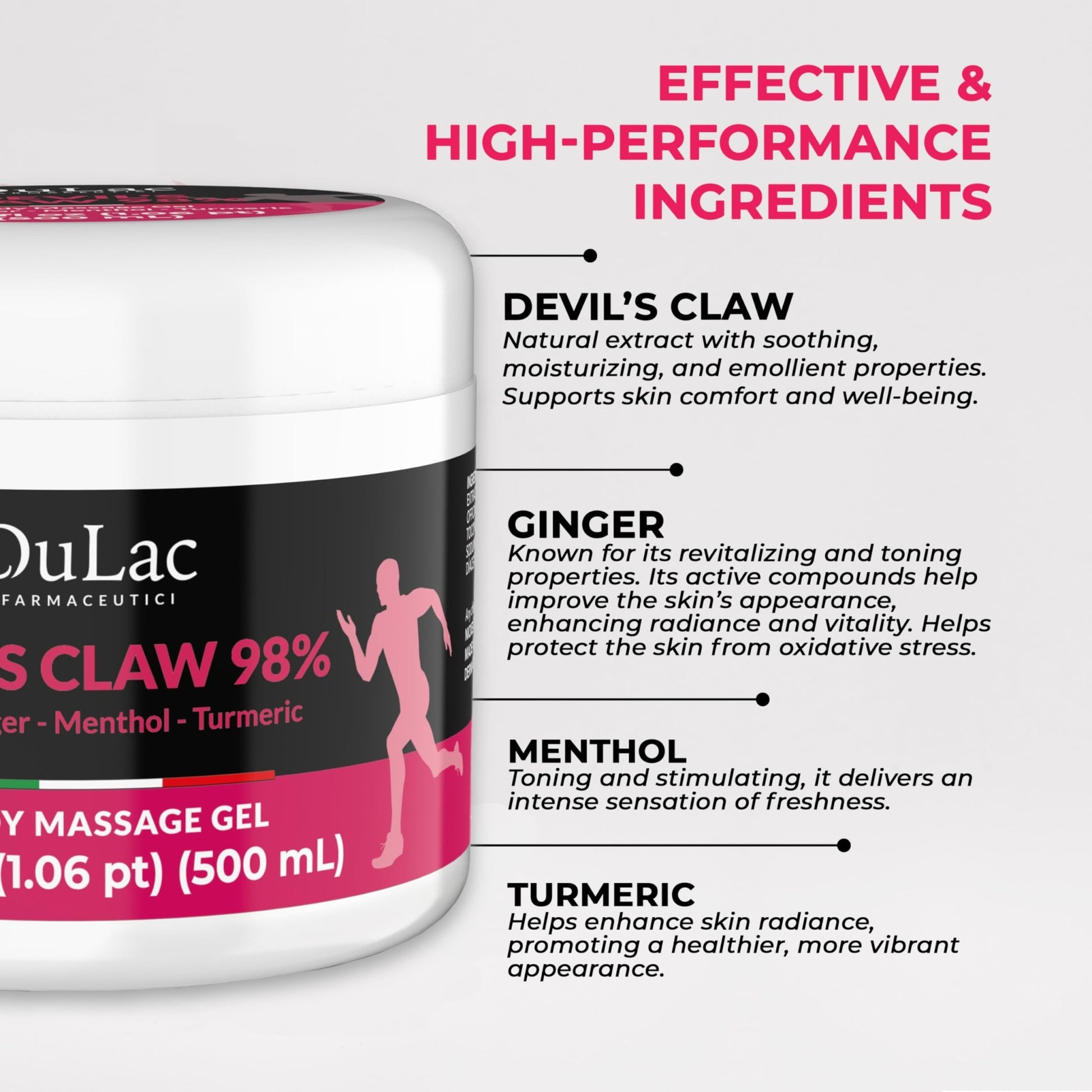 Dulac - Devil's Claw 98% Cream Maximum Strength 16.9 Fl Oz, Natural Joint and Muscle Comfort Cream, Enriched with Menthol for Cool Effect - dailyvitalstore