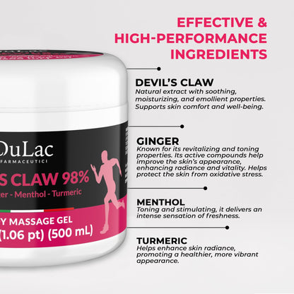 Dulac - Devil's Claw 98% Cream Maximum Strength 16.9 Fl Oz, Natural Joint and Muscle Comfort Cream, Enriched with Menthol for Cool Effect - dailyvitalstore