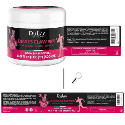 Dulac - Devil's Claw 98% Cream Maximum Strength 16.9 Fl Oz, Natural Joint and Muscle Comfort Cream, Enriched with Menthol for Cool Effect - dailyvitalstore