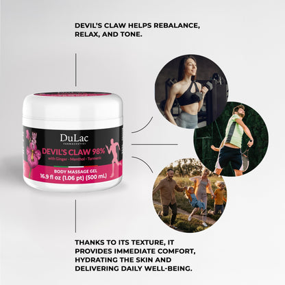 Dulac - Devil's Claw 98% Cream Maximum Strength 16.9 Fl Oz, Natural Joint and Muscle Comfort Cream, Enriched with Menthol for Cool Effect - dailyvitalstore
