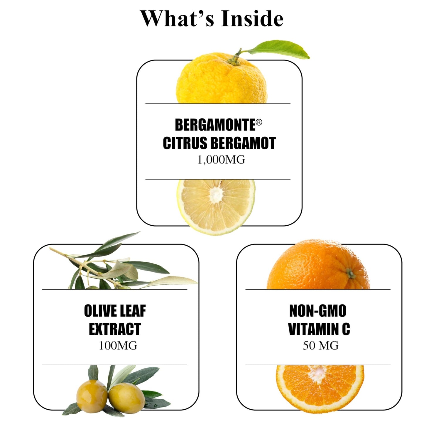 Durable Heart Bergamonte Citrus Bergamot 1000mg + Olive Leaf and Vitamin C Healthy-Cardiovascular Formula for Rate and Pressure, Healthy Cholesterol Pills - dailyvitalstore