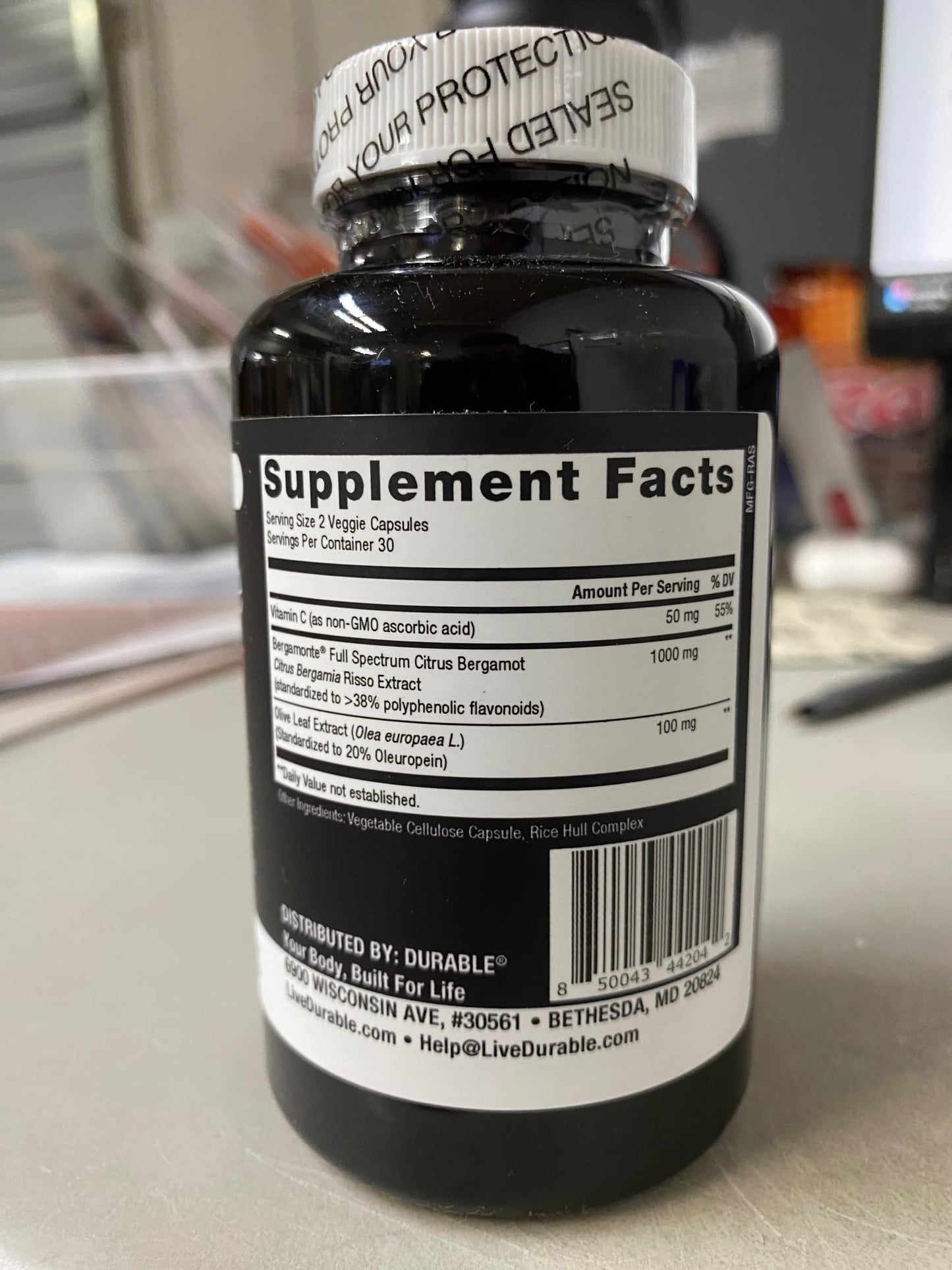 Durable Heart Bergamonte Citrus Bergamot 1000mg + Olive Leaf and Vitamin C Healthy-Cardiovascular Formula for Rate and Pressure, Healthy Cholesterol Pills - dailyvitalstore