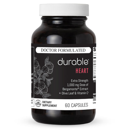 Durable Heart Bergamonte Citrus Bergamot 1000mg + Olive Leaf and Vitamin C Healthy-Cardiovascular Formula for Rate and Pressure, Healthy Cholesterol Pills - dailyvitalstore
