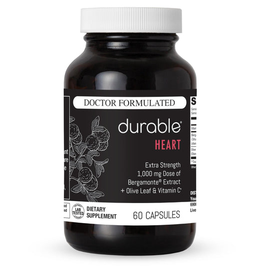 Durable Heart Bergamonte Citrus Bergamot 1000mg + Olive Leaf and Vitamin C Healthy-Cardiovascular Formula for Rate and Pressure, Healthy Cholesterol Pills - dailyvitalstore