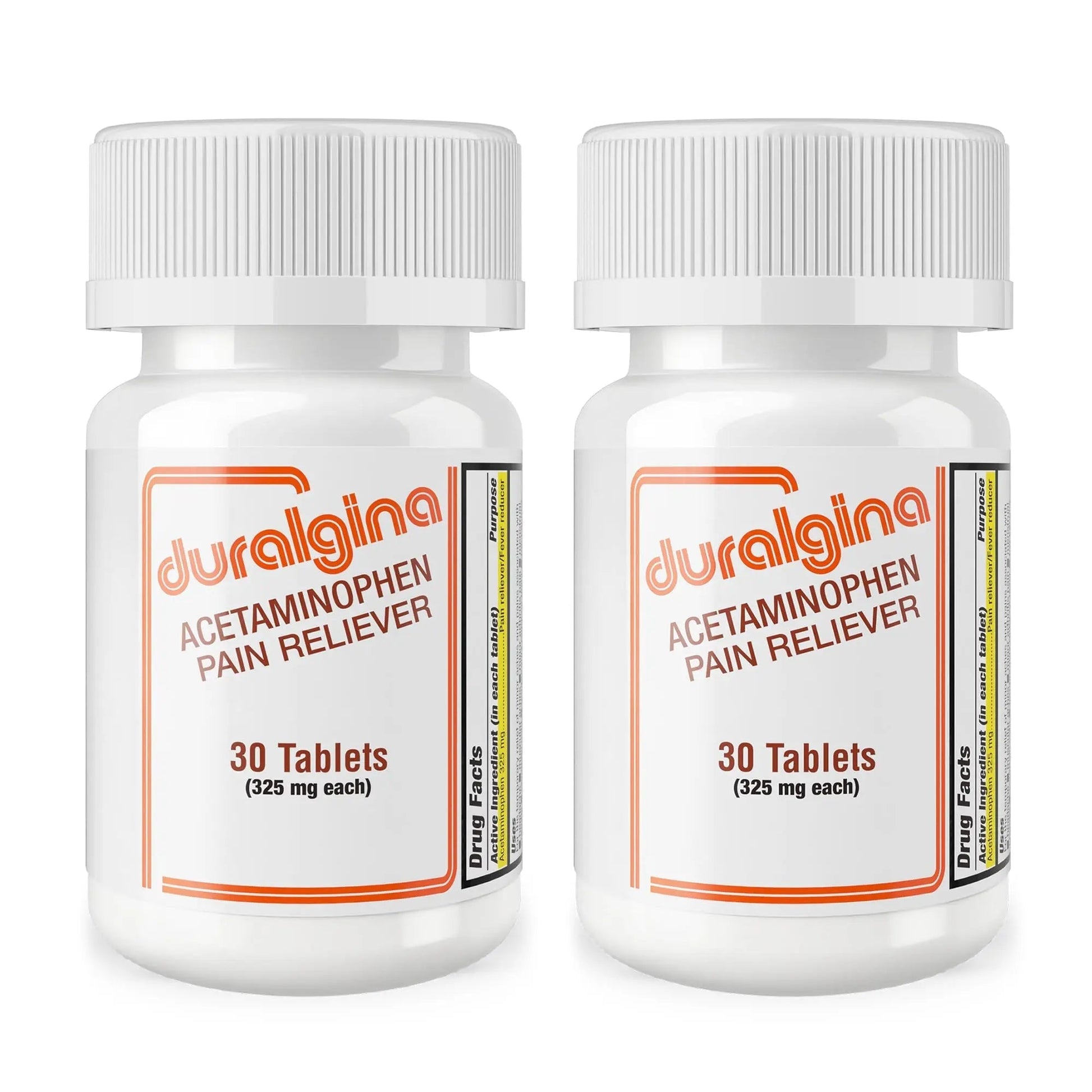 DURALGINA Acetaminophen Tablets | for Headache, Muscle Aches, Menstrual Cramps, Back Pain, Toothaches, Fever Reducer, Fast-Acting, Gentle on Stomach, Safe for Adults and Teens 12+, 30 Count, 2-Pack - dailyvitalstore