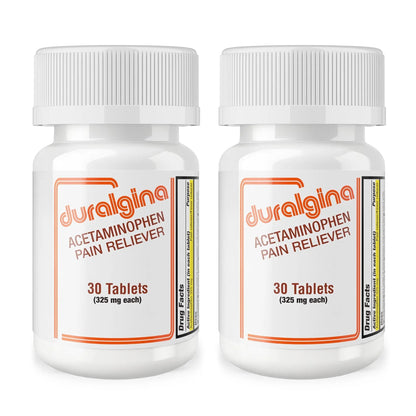 DURALGINA Acetaminophen Tablets | for Headache, Muscle Aches, Menstrual Cramps, Back Pain, Toothaches, Fever Reducer, Fast-Acting, Gentle on Stomach, Safe for Adults and Teens 12+, 30 Count, 2-Pack - dailyvitalstore