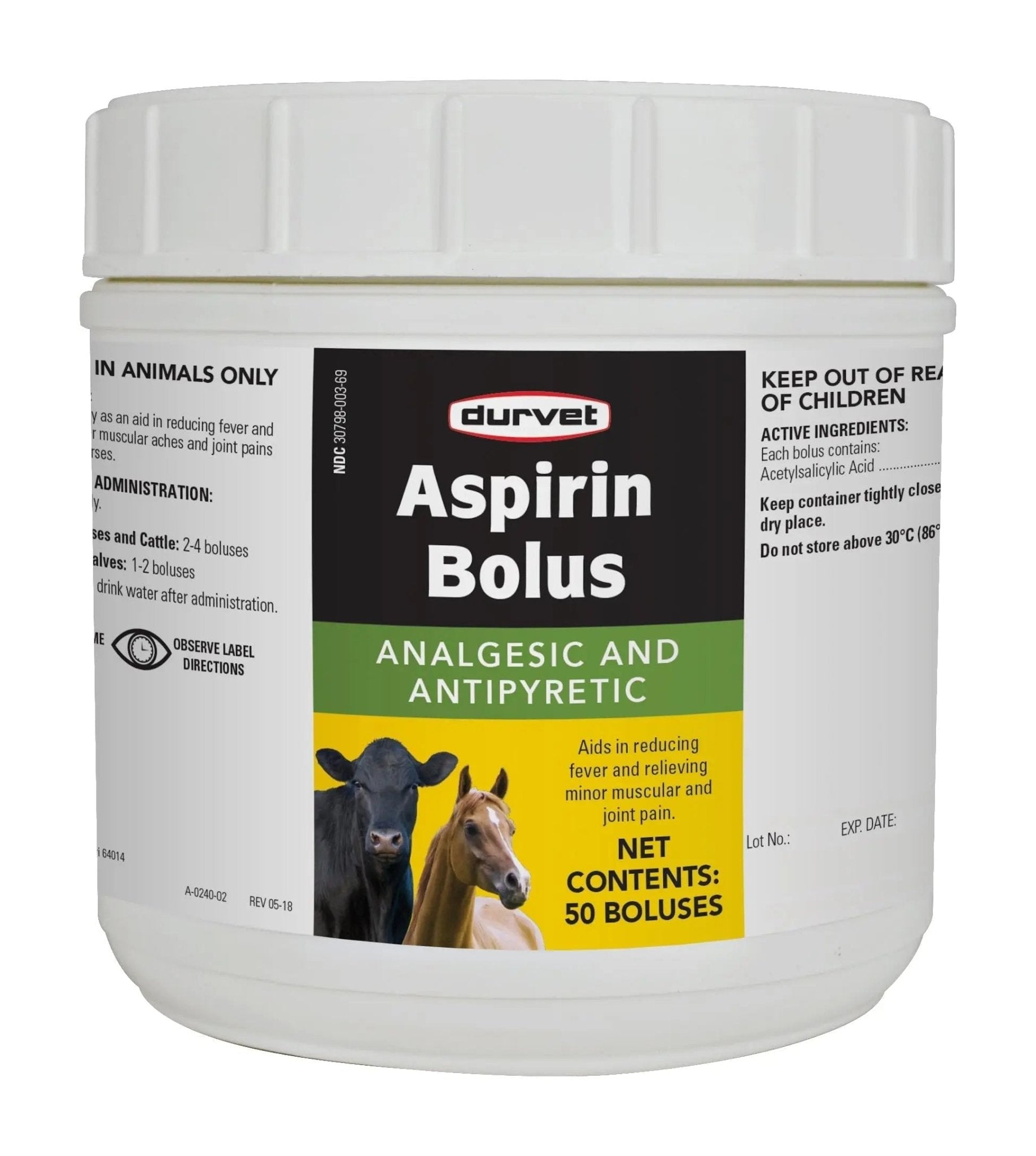 DURVET 054163 Aspirin Bolus Red.50Count - dailyvitalstore