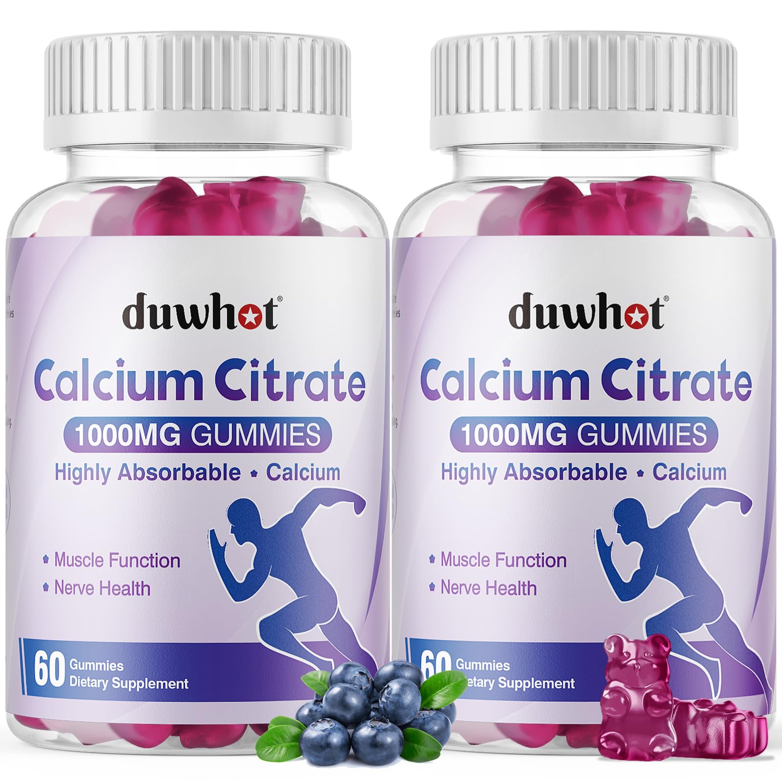 duwhot Calcium Citrate Gummies, Chewable Calcium Citrate 1000mg For Bone, Muscle & Immune Support, High Absorption Calcium Supplements for Women & Men - dailyvitalstore