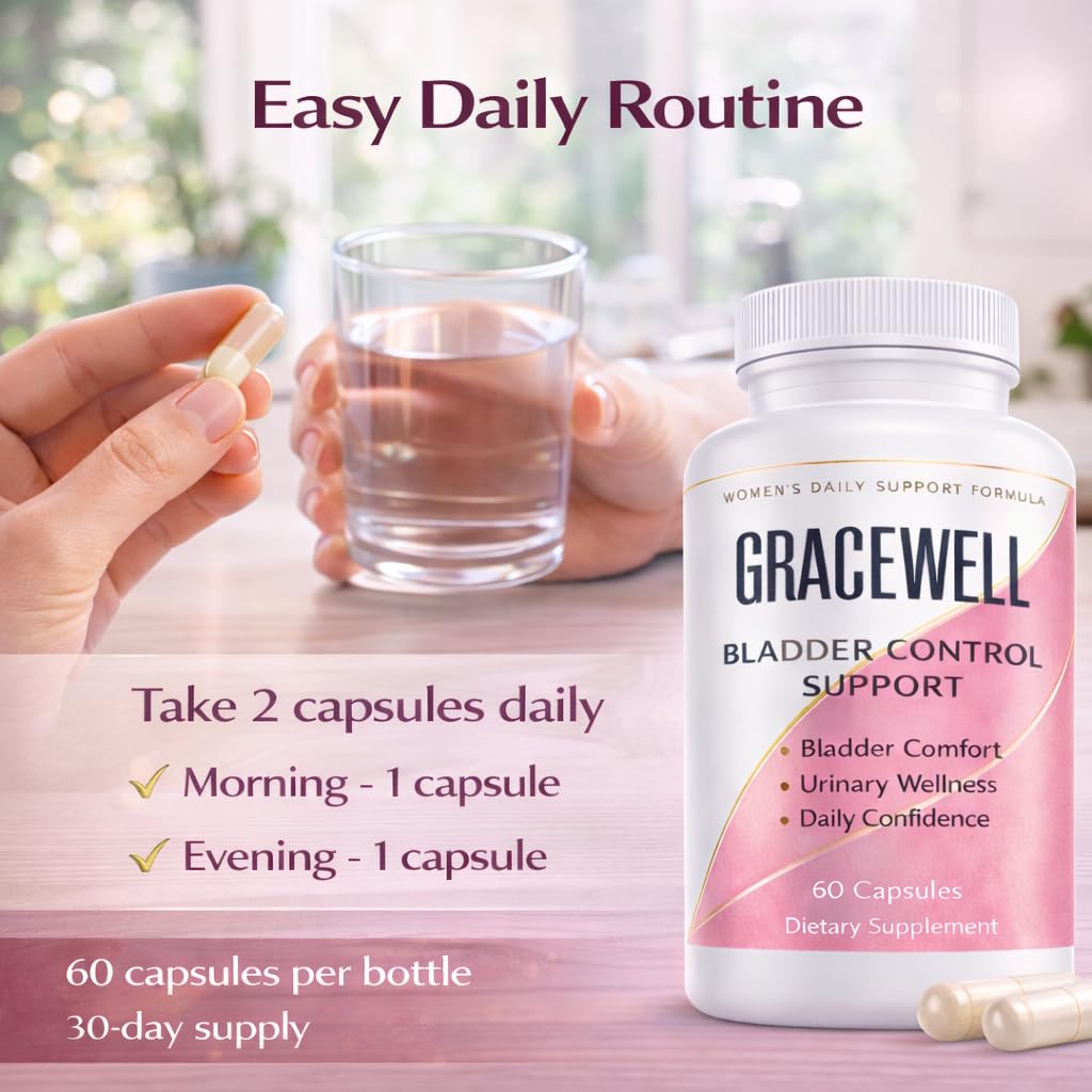 DXWXH Gracewell Bladder Wellness Supplement for Women & Men, Herbal Support with Asian Ginseng, Chinese Yam, Chinese Peony, Urinary Tract Health Formula, 60 Capsules (1) - dailyvitalstore