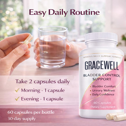 DXWXH Gracewell Bladder Wellness Supplement for Women & Men, Herbal Support with Asian Ginseng, Chinese Yam, Chinese Peony, Urinary Tract Health Formula, 60 Capsules (1) - dailyvitalstore