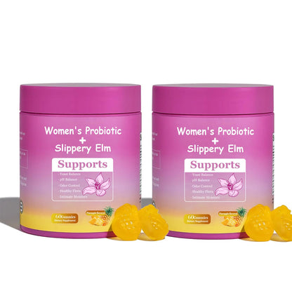 DYALE Her Juicy Feminine Probiotics Gummies for Women | Pineapple Flavor | Supports pH Balance, Gut Health & Immune System | with Slippery Elm, Prebiotics & Lactobacillus Blend | 60 Gummies (2pcs) - dailyvitalstore