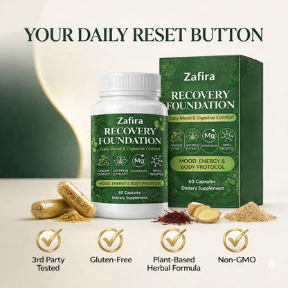 DYDUON Zafira Recovery Foundation Capsules – Mental Clarity, Hair & Mood Support, Natural Herbal Formula with Saffron Extract, Ginger Extract, L-Theanine, Myo-Inositol, Non-GMO, 60 Capsules - dailyvitalstore