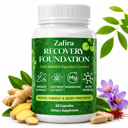 DYDUON Zafira Recovery Foundation Capsules – Mental Clarity, Hair & Mood Support, Natural Herbal Formula with Saffron Extract, Ginger Extract, L-Theanine, Myo-Inositol, Non-GMO, 60 Capsules - dailyvitalstore