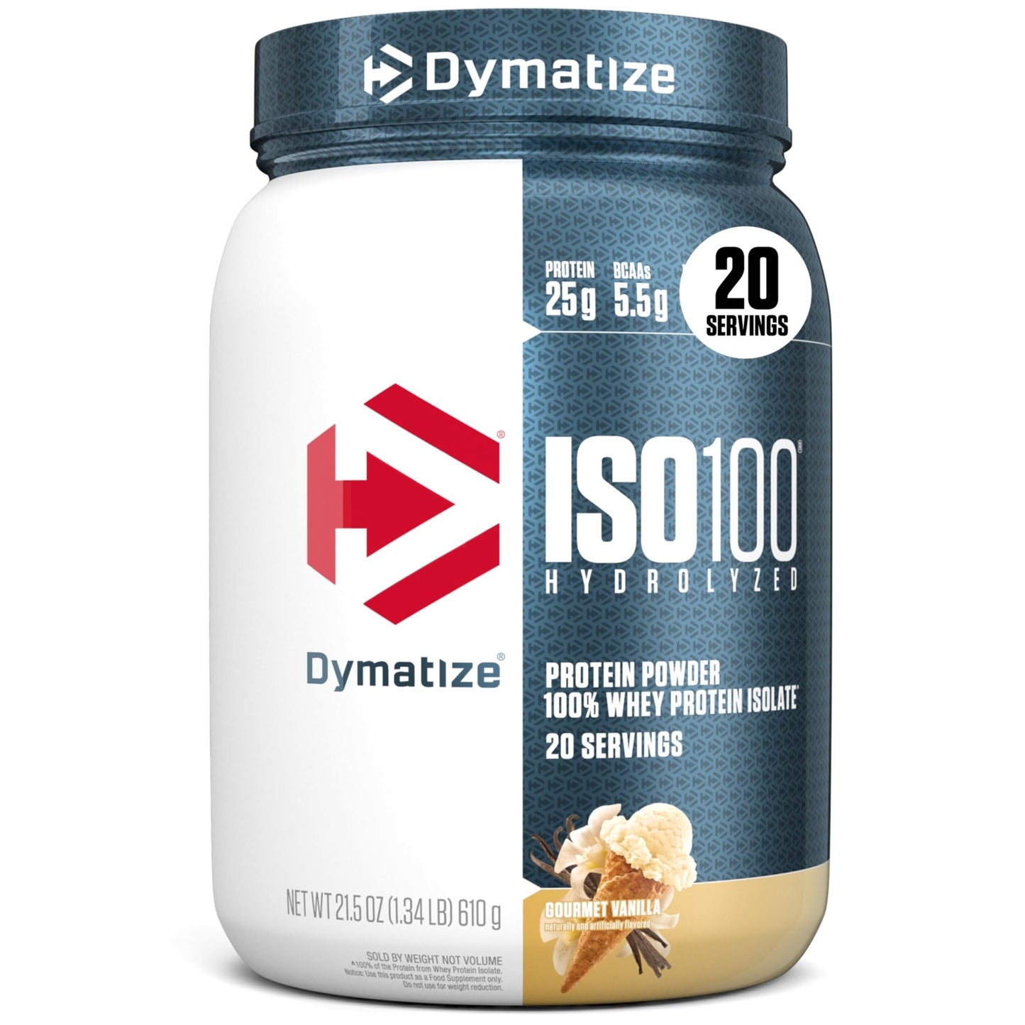 Dymatize ISO100 Whey Protein Powder Isolate, Gourmet Vanilla, 25g of Protein, 5.5g BCAAs, Less Than 120 Cal., Gluten Free - dailyvitalstore