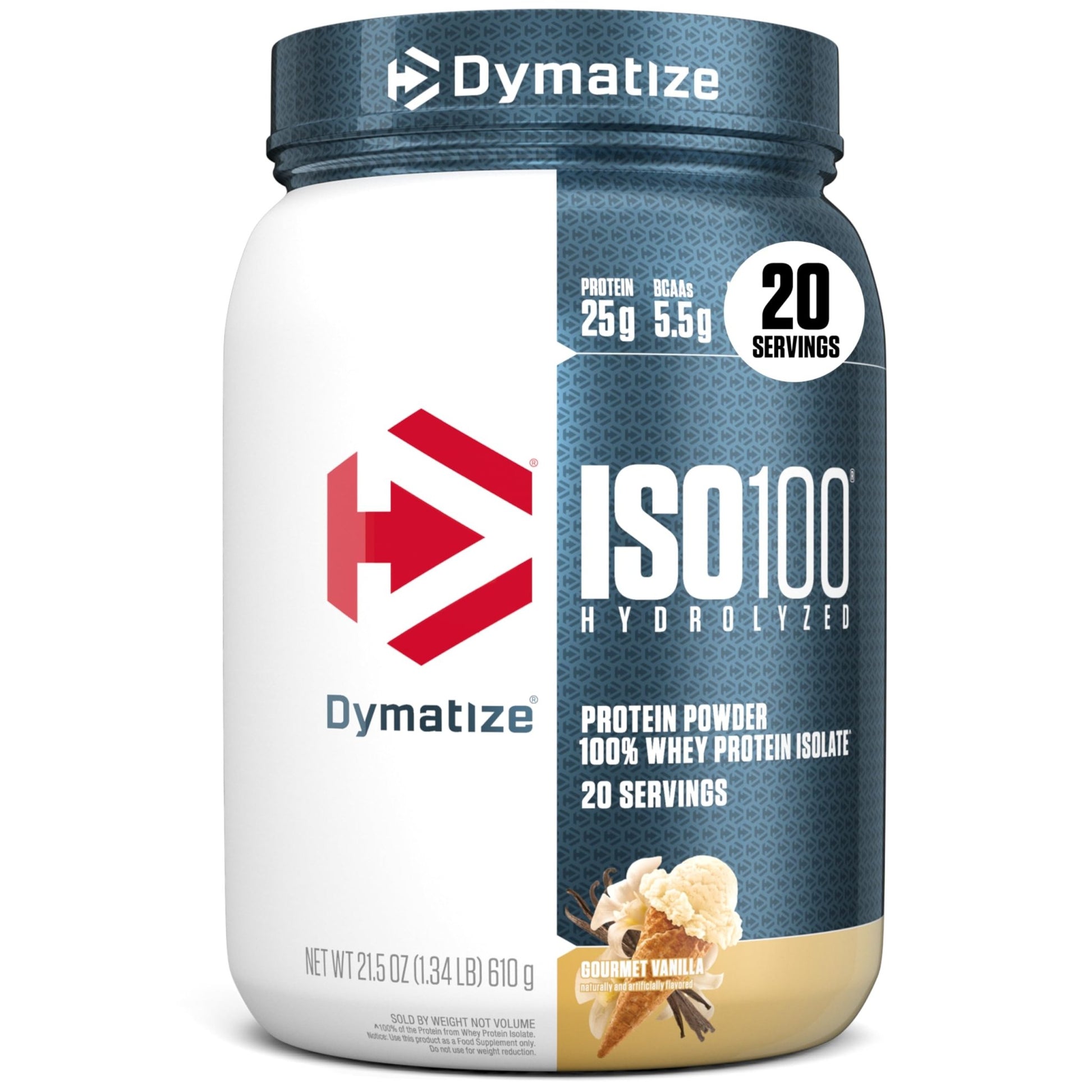 Dymatize ISO100 Whey Protein Powder Isolate, Gourmet Vanilla, 25g of Protein, 5.5g BCAAs, Less Than 120 Cal., Gluten Free - dailyvitalstore