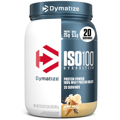 Dymatize ISO100 Whey Protein Powder Isolate, Gourmet Vanilla, 25g of Protein, 5.5g BCAAs, Less Than 120 Cal., Gluten Free - dailyvitalstore